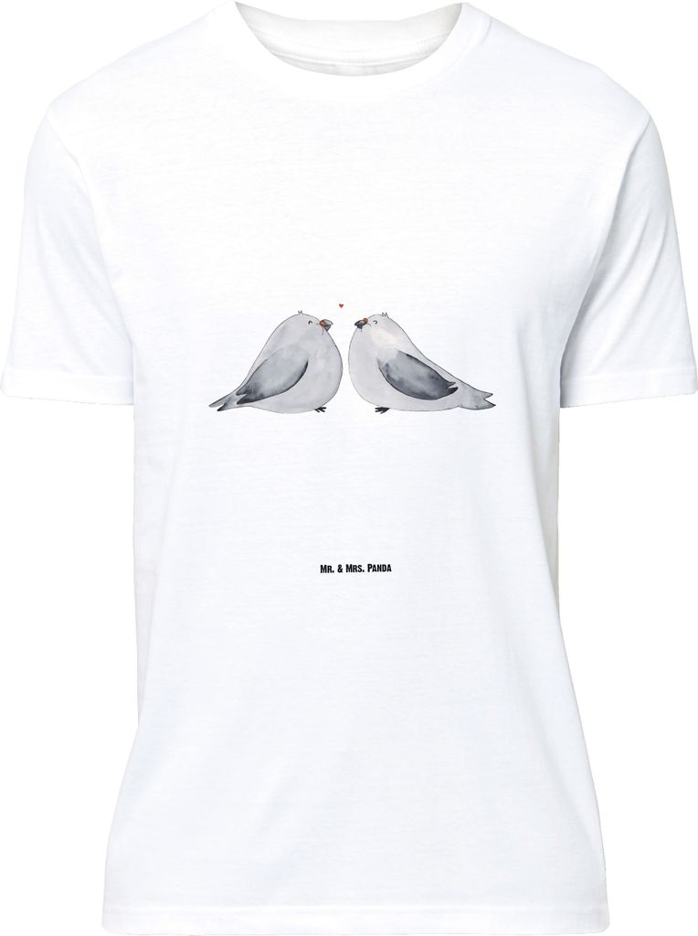 Mr. & Mrs. Panda Größe L T-Shirt Turteltauben Liebe - Weiß - Geschenk, Hochzeitstag, Tshirt, Tauben, glücklich, Shirt, Freundin, mit Spruch