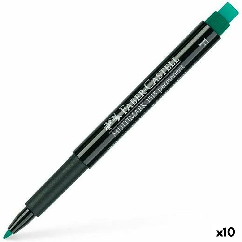 Faber-Castell Multimark 1513 F Grüner Permanent-Etikettierer (10 Stück)