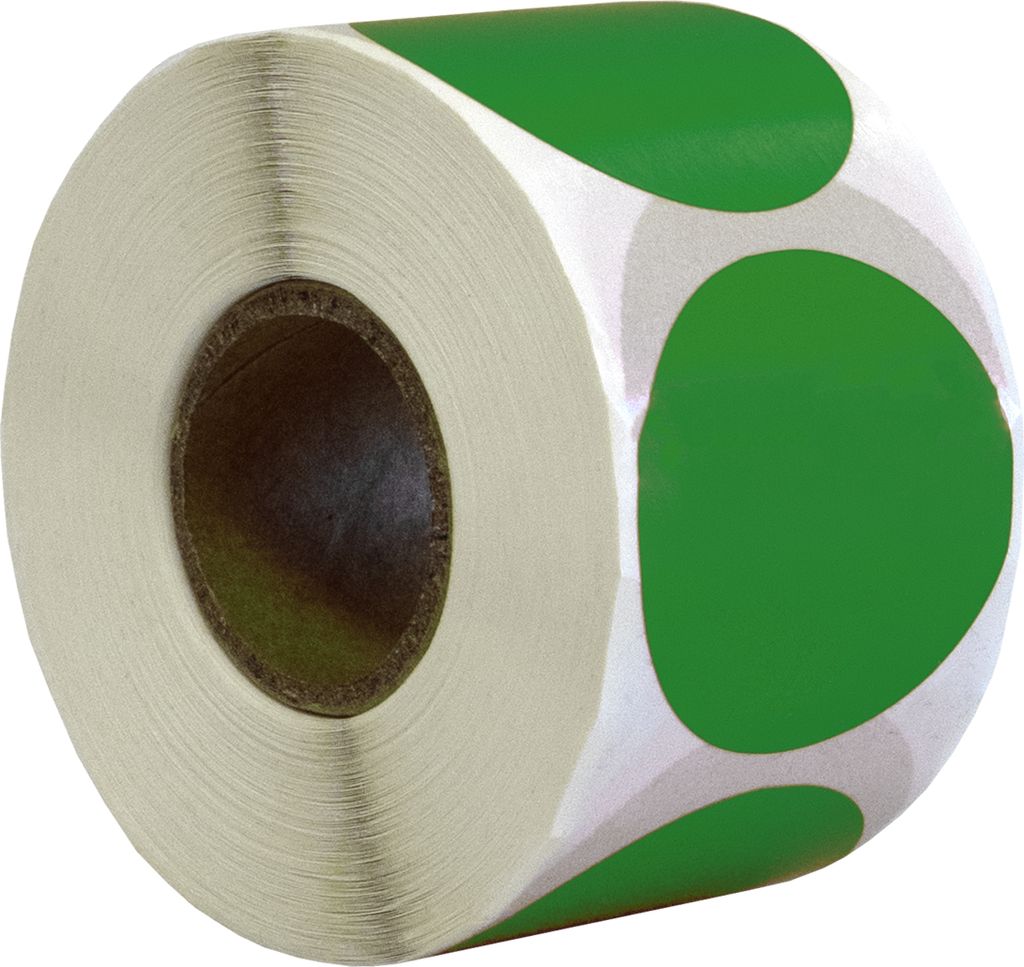 DULA Runde Etiketten - Grün - 35mm - 500 Aufkleber auf Rolle - Siegel - Markierungspunkte - Leere runde Aufkleber auf Rolle