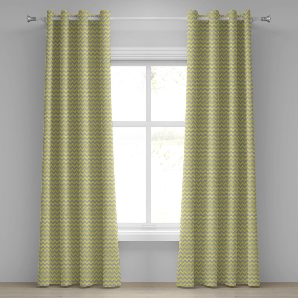 ABAKUHAUS Winkel Ösenvorhang, Zickzack-Muster mit Stammes- Ureinwohner-Pfeil-ursprünglichem abstraktem Design, Dekorative 2-Panel-Fenstervorhäng...