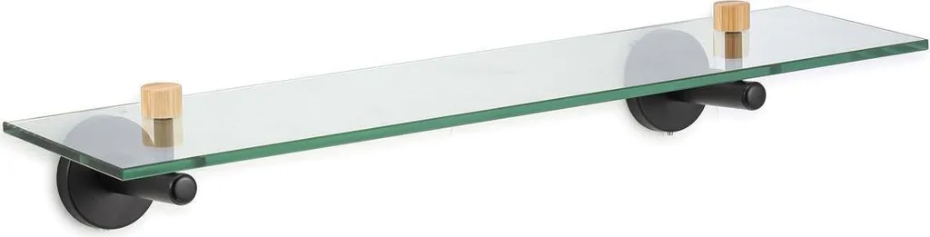 Mensola Bagno 50cm MSV Iana Vetro Trasparente Supporto Nero Opaco