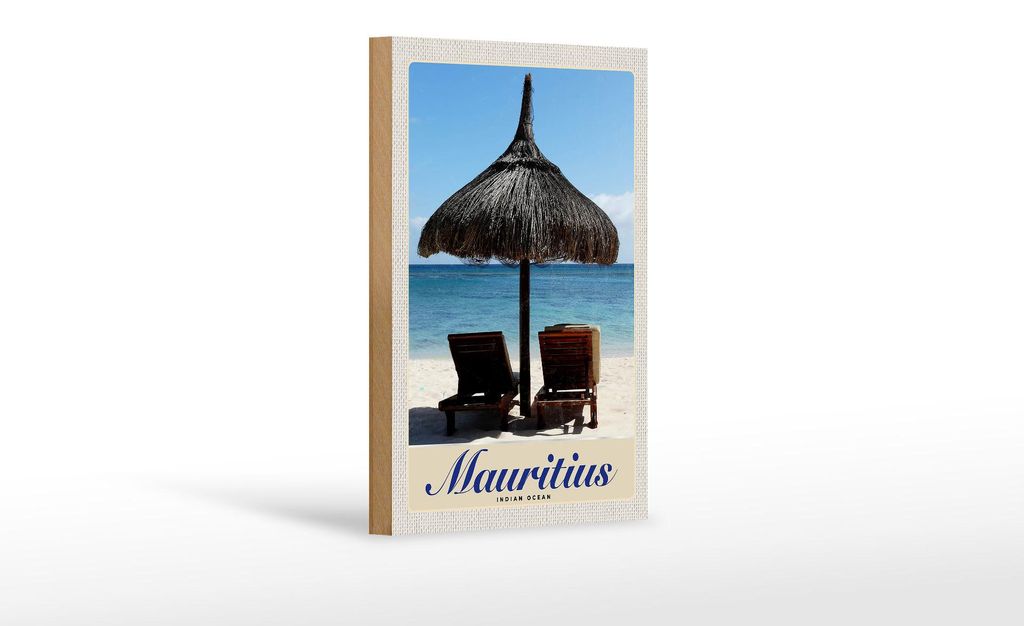Holzschild Reise 12x18 cm Mauritius Indischer Ozean Liege