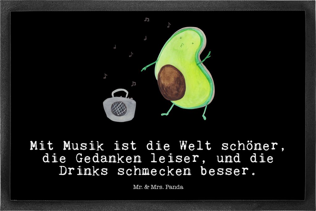 Mr. & Mrs. Panda fußmatte Avocado Tanzen 50 x 75 cm - Schwarz - Geschenk, Party, Gummimatte, Schmutzmatte, Singen, Schmutzfangmatte, Fußabtreter,...