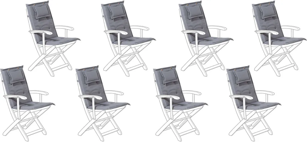Coussin d'Assise Extérieur Gris Graphite en Polyester Déperlant Lot de 8