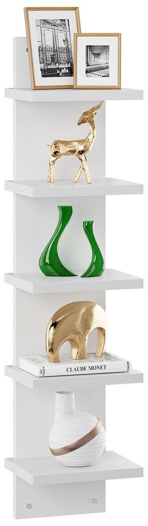 Vertikales Regal mit 5 Ebenen, schwebendes Wandregal, dekoratives vertikales Wandregal für Zuhause, Schlafzimmer und Büro (WBC009W)