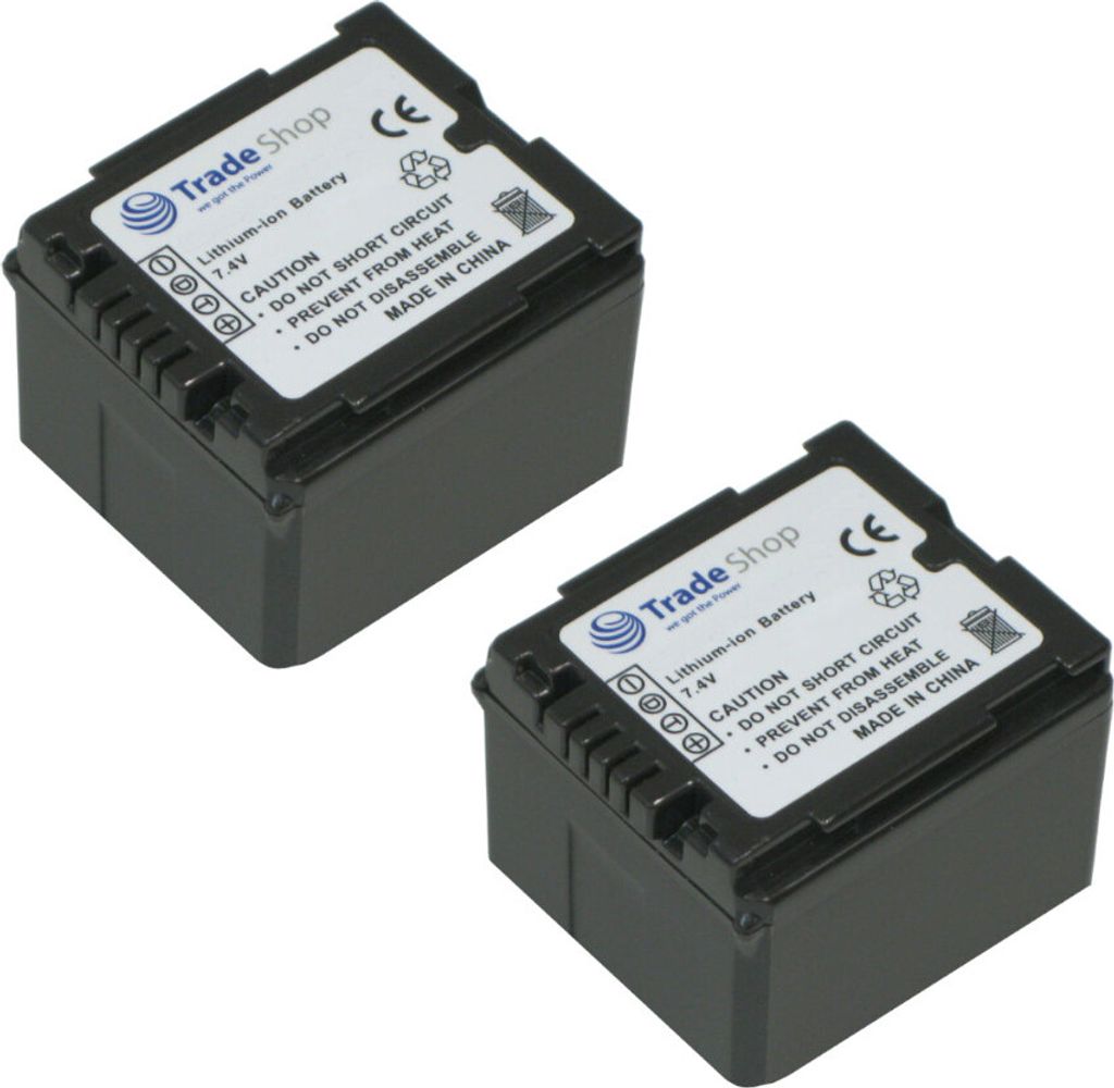 2x Trade-Shop Kamera Li-Ion Akku 7,4V / 950mAh Ersatz für Panasonic VW-VBG260 VW-VBG260E VW-VBG260E-K VW-VBG260PPK DMW-BLA13 DMW-BLA13E / Camcorder