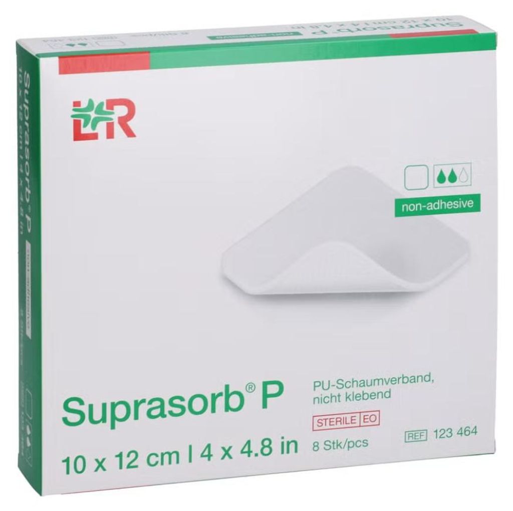 Suprasorb P PolyurethanSchaum 10 x 12 cm nicht klebend, 8 St. Verband