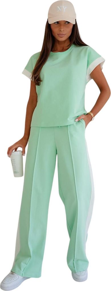 Damen Jogginganzug Freizeitanzug mit Sweatshirt Baumwoll-Trainingsanzug; Mintgrün/XL/42