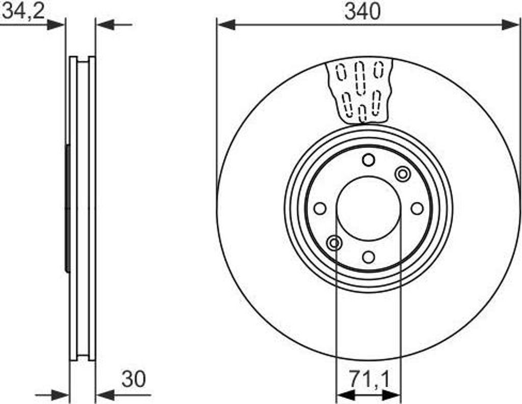 BOSCH 0 986 479 093 Bremsscheibe OE 4249F6 kompatibel mit DS4, DS5, 308
