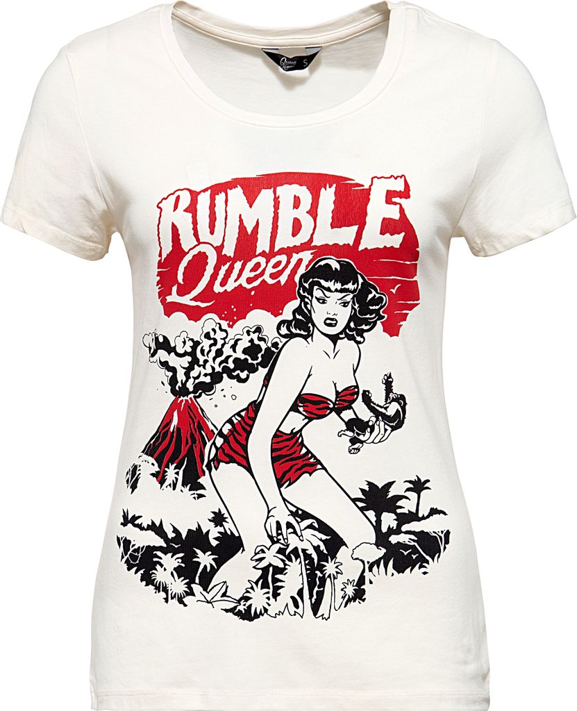 Queen Kerosin Damen T Shirt - Rumble In The Jungle Off White XL