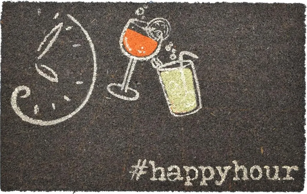 Tapis d'entrée en coco naturel tressé motif Cocktail pour la maison