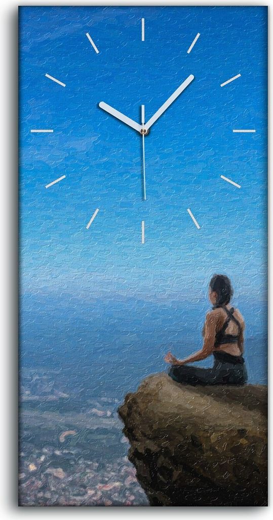 Küche Wohnzimmer Wand Leinwand Uhr 30x60 Gemälde Stadt Klippe Himmel Frauen - weiße Hände