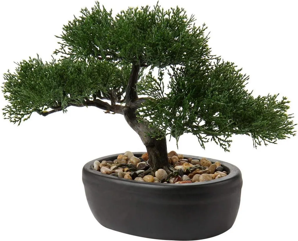 Plante artificielle Bonzaï Cèdre en pot céramique noir pour intérieur