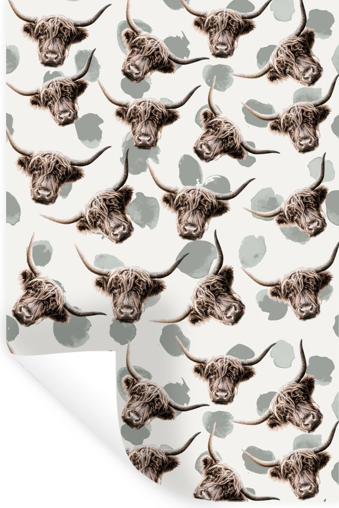 MuchoWow Wandtattoo Wandsticker Wandaufkleber Schottische Highlander - Tiere - Kühe 80x120 cm Selbstklebend und Repositionierbar - Repositionier...