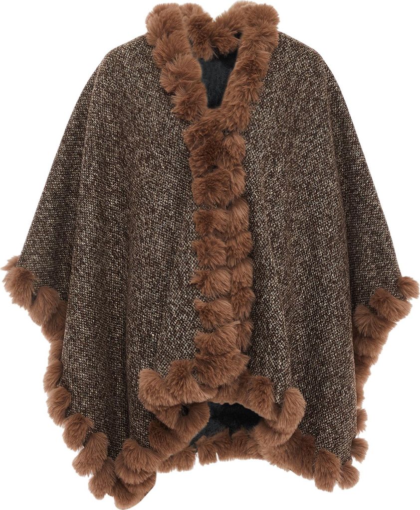 FRAULLY damen strickponcho - braun, M