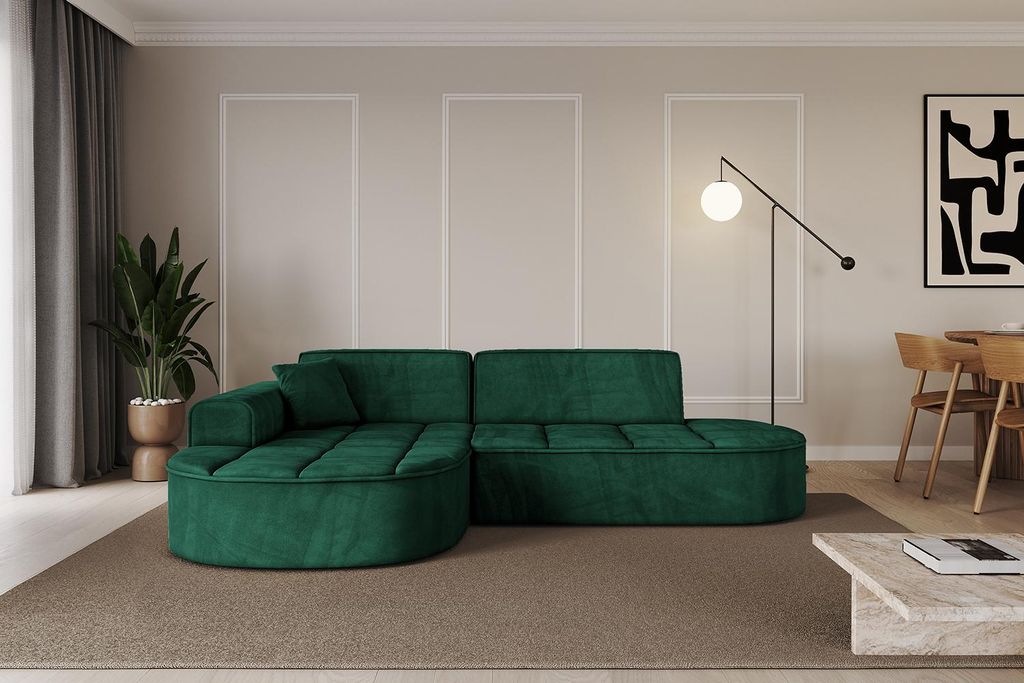 ALTDECOR Ecksofa in L- Form TARO-L1 - 243x171x79,5 cm Grün - Corner Sofa Bett Eckcouch Couch Wohnlandschaft Cauchsofa