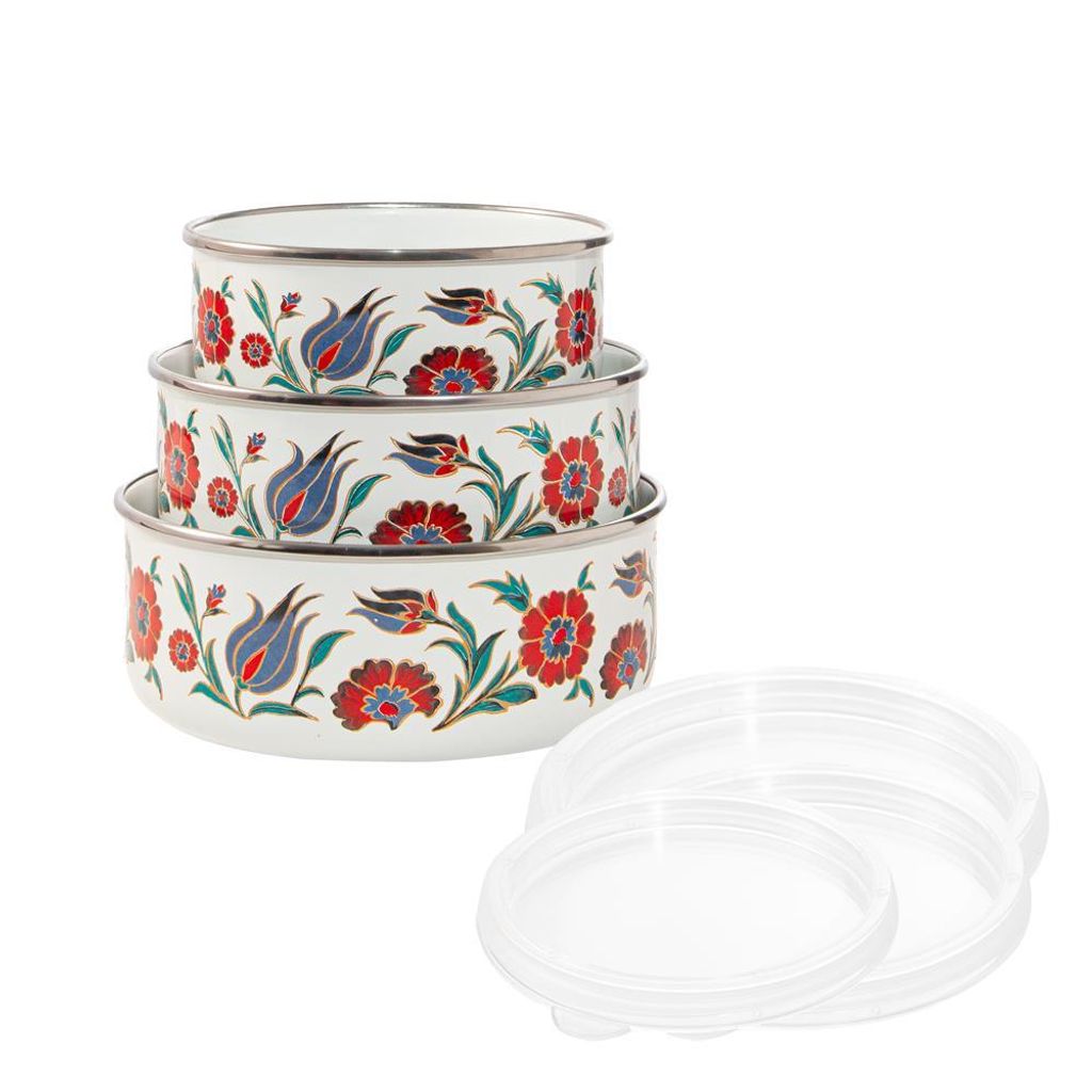 Set di ciotole in smalto Serenk, 3 pezzi, 14/16/18 cm, con Immagine del prodotto 