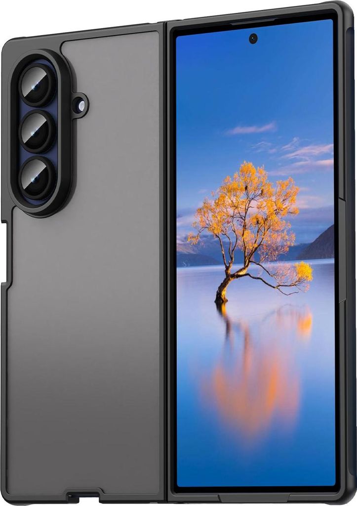Hülle für Samsung Galaxy Z Fold 7 - Phonesta AirFrost Semi-Transparent Back Cover - Mattschwarz