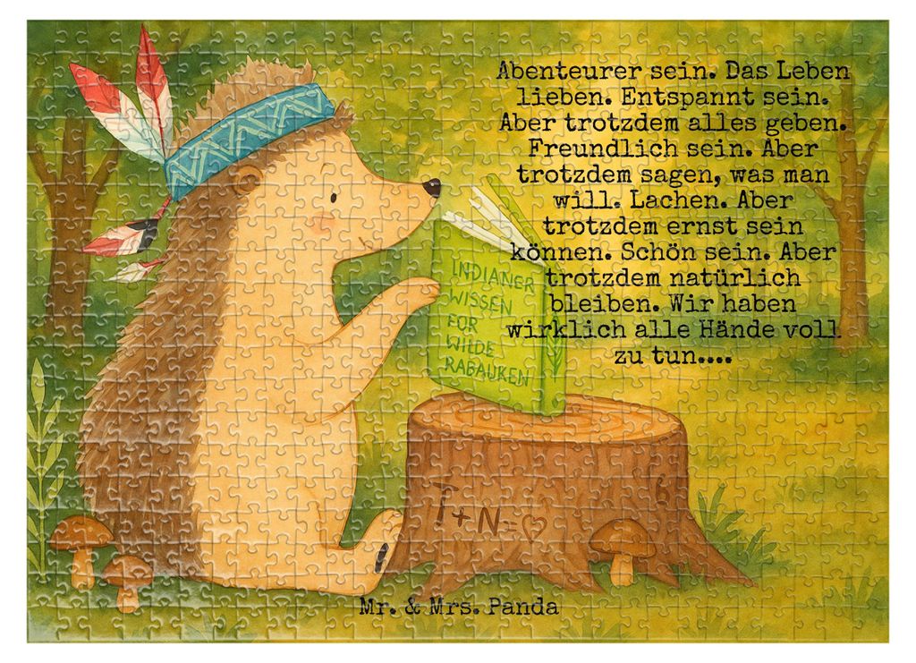 Mr. & Mrs. Panda Puzzle Igel Federschmuck Design 551 Teile - Weiß - Geschenk, Legespiel, 2000, Puzzlespiel, Lagerfeuer, Tiere, 1000, 500, Abenteue...