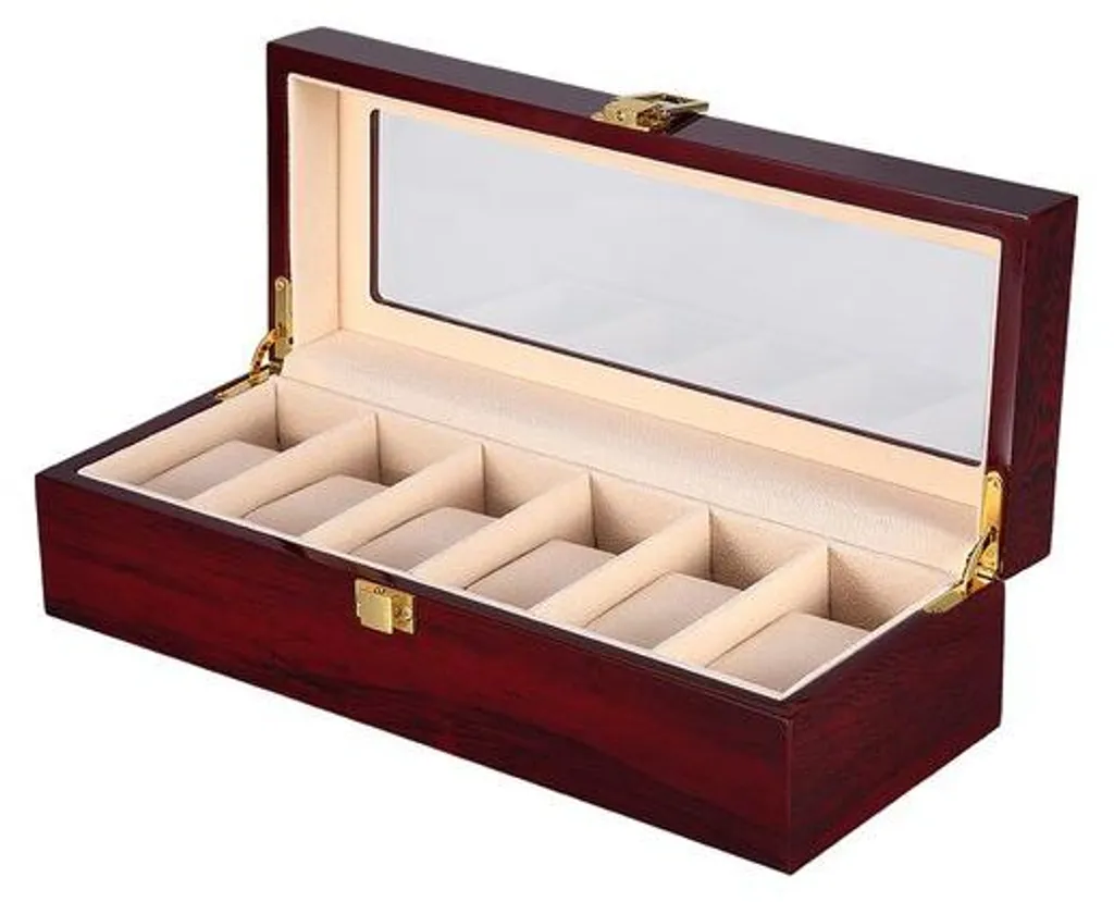 Organisateur de montres 6 places en bois, idéal pour collectionneur