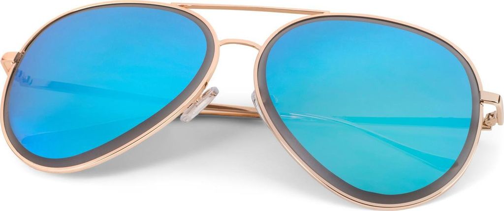 styleBREAKER Uni Piloten Sonnenbrille mit geschliffenem Rand, verspiegelten Polycarbonat Gläsern und Metall Gestell, Piloten-Brille 09020102