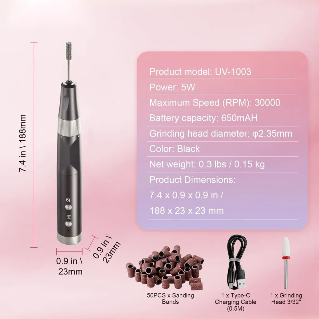 Fresa Unghie 30000 Giri Professionale - Lima Elettrica Gel e Acrilico - 7