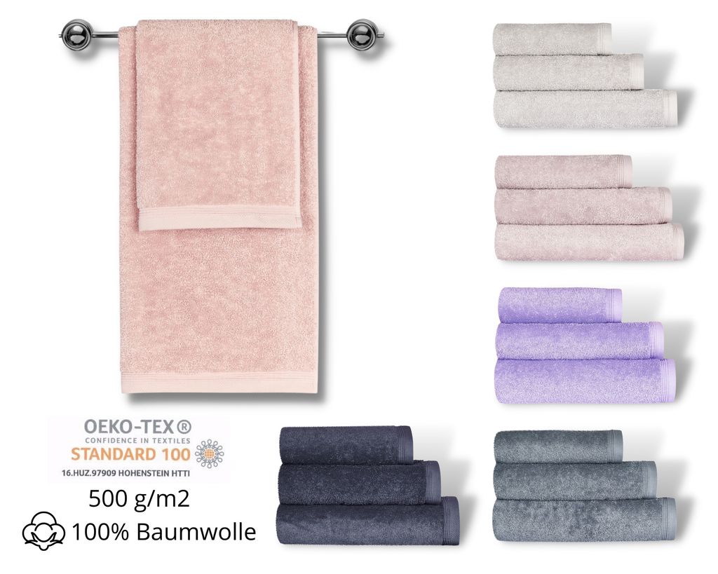 Frutto Rosso Handtücher 3er Set 1 Badehandtuch 70x140 cm + 1 Handtuch 50x100 cm+ Gästehandtuch 40x70cm- weich und saugstark, 100% Baumwolle, 100...