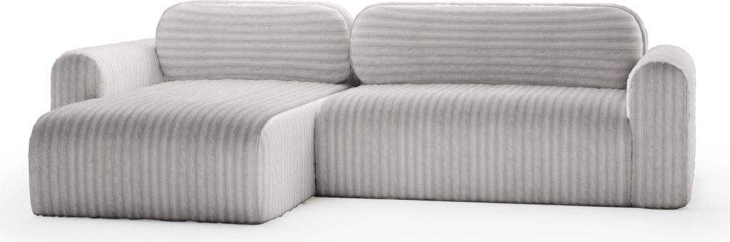 FEDVE Ecksofa Eckcouch Emmen L Form Universell Sofa mit Schlaffunktion Bettkästen Couch Sofagarnitur Grau (Ambience 18)