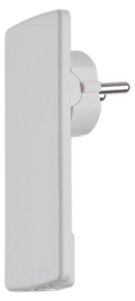 EVOline Plug extraflacher Schukostecker in weiß mit Produktbild 