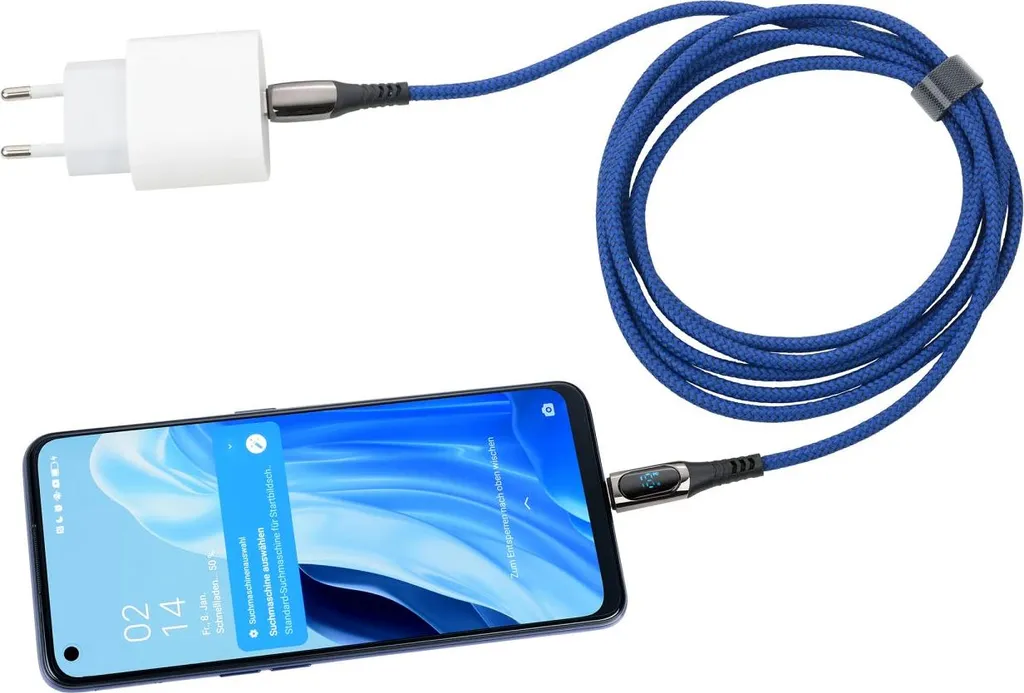Câble de charge TROIKA SPEEDY XL bleu de 2m pour synchronisation rapide