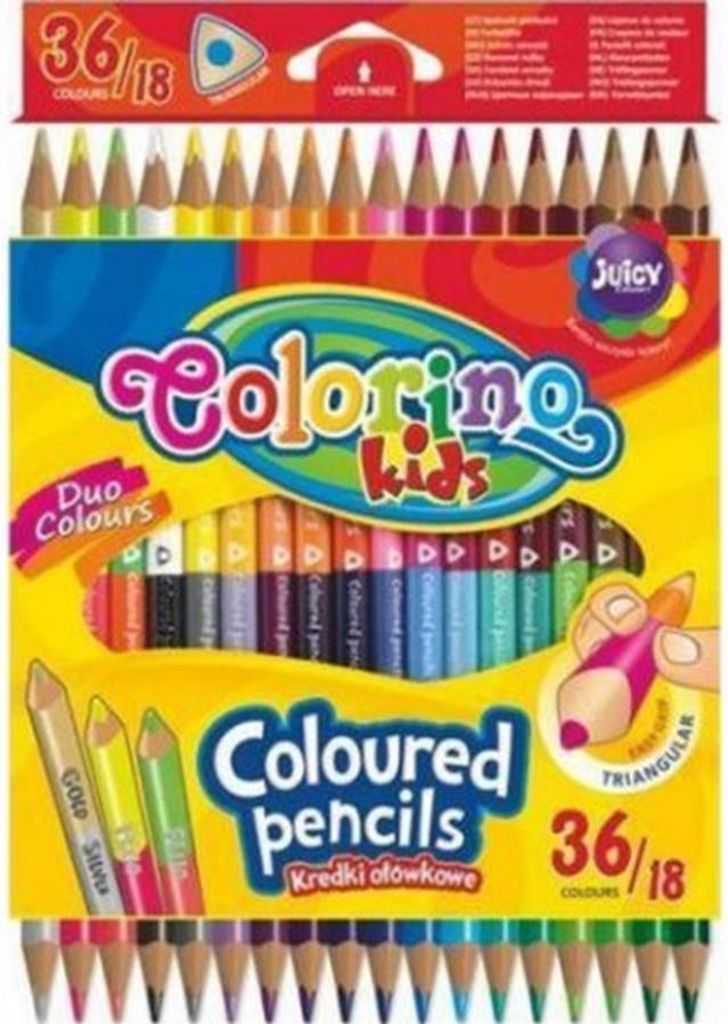 Kredki trójkątne dwustronne 18/36 kolorów Colorino Zdjęcie produktu 