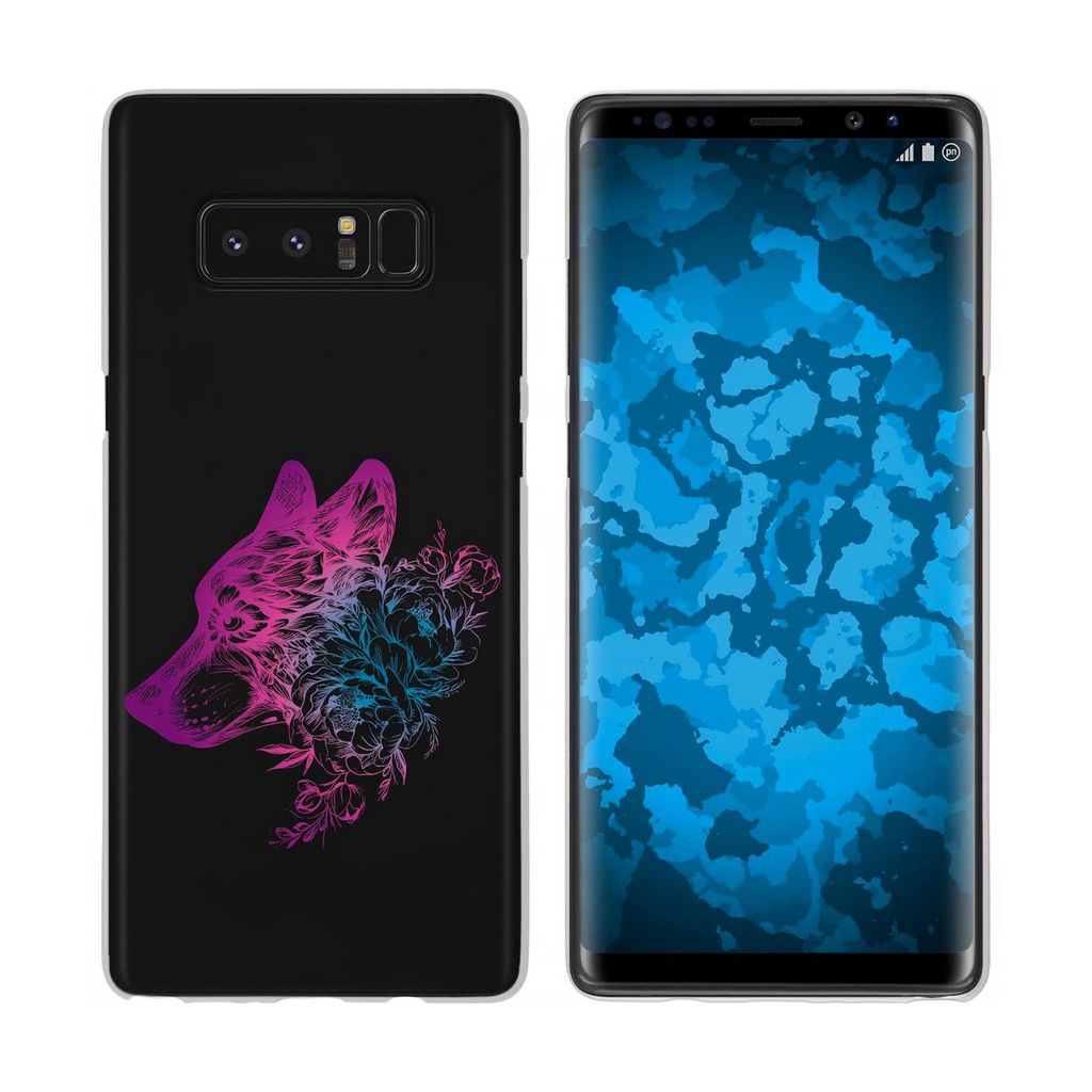 PhoneNatic Case kompatibel mit Samsung Galaxy Note 8 Silikon-Hülle Floral Wolf M3-6