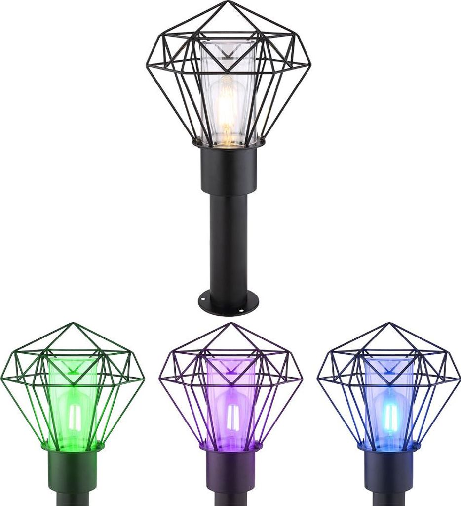 RGB LED Außen Stehlampe, Edelstahl, schwarz, App Steuerung, Produktbild 