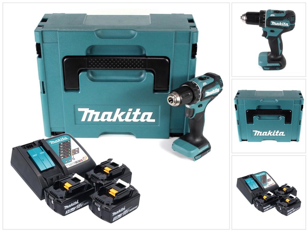 Makita DDF485RF3J 18V Akku-Bohrschrauber, inkl. 3 Akkus Produktbild 