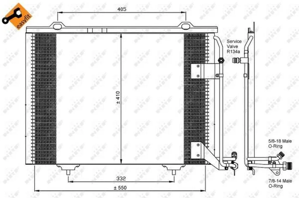 Radiateur de climatisation NRF pour Mercedes Classe C avec joints