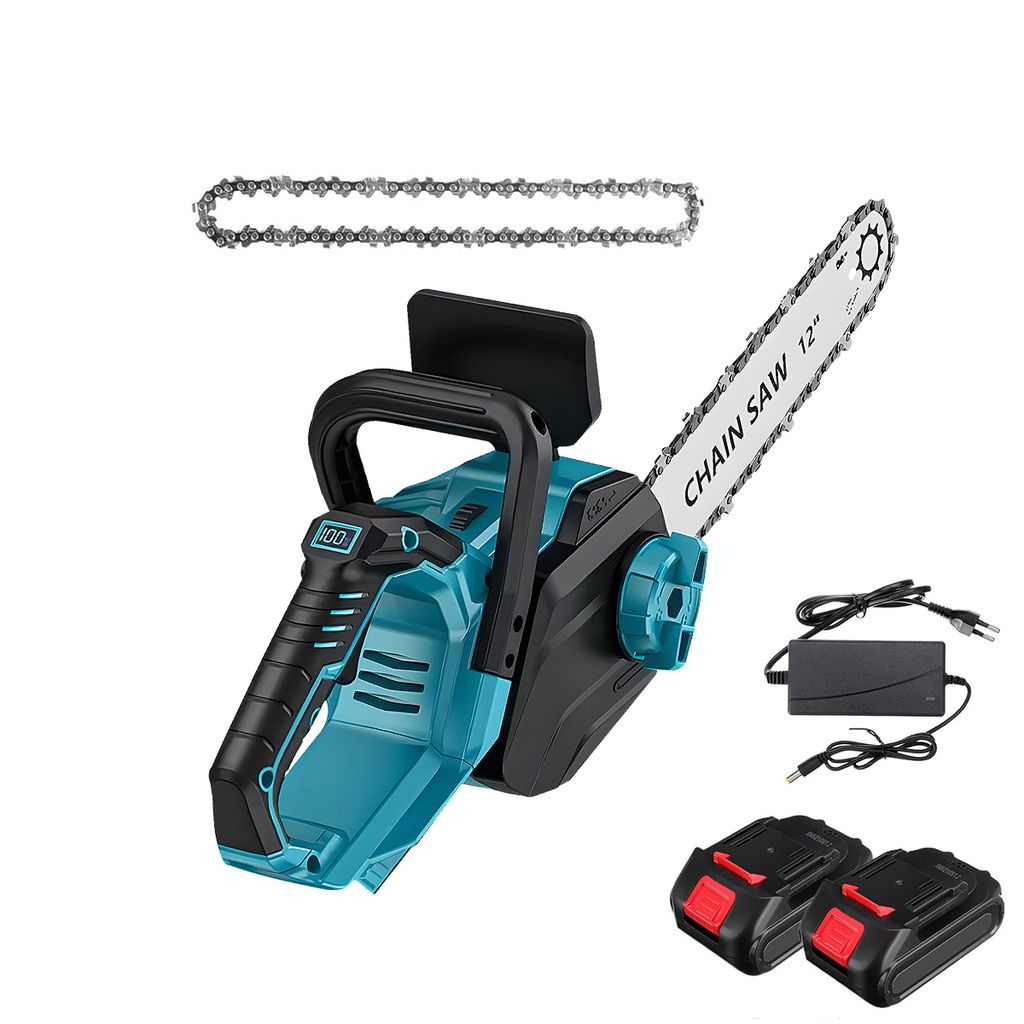 Drillpro 12V Akku-Kettensäge 12 Zoll 1200W bürstenlos mit LCD-Display - Leichte Motorsäge für Holz, Baumschnitt, Gartenarbeiten & Brennholz, mi...