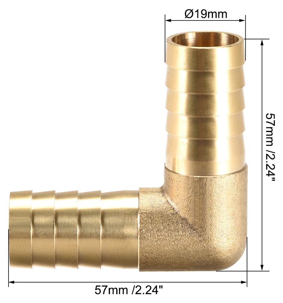 3 Stš¹ck Schlauch Anschluss Messing 90 Grad 19mm Widerhaken fš¹r Winkelrohrverbinder
