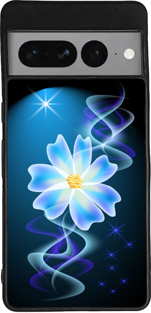TPU Silikon Hülle für Google Pixel 7 PRO Handy Cover Case Schutzhülle Handyhülle Bumper MOTIV 324 Blumen Blau