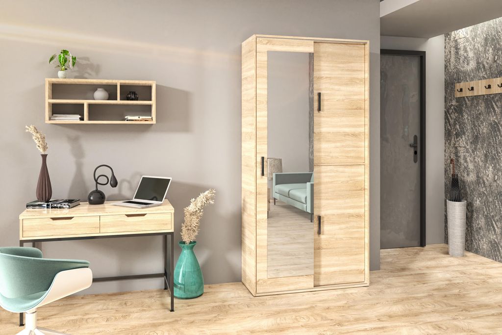 FurMeb24 Schiebeschrank Arimo 100 x 210 x 60 cm - Sonoma