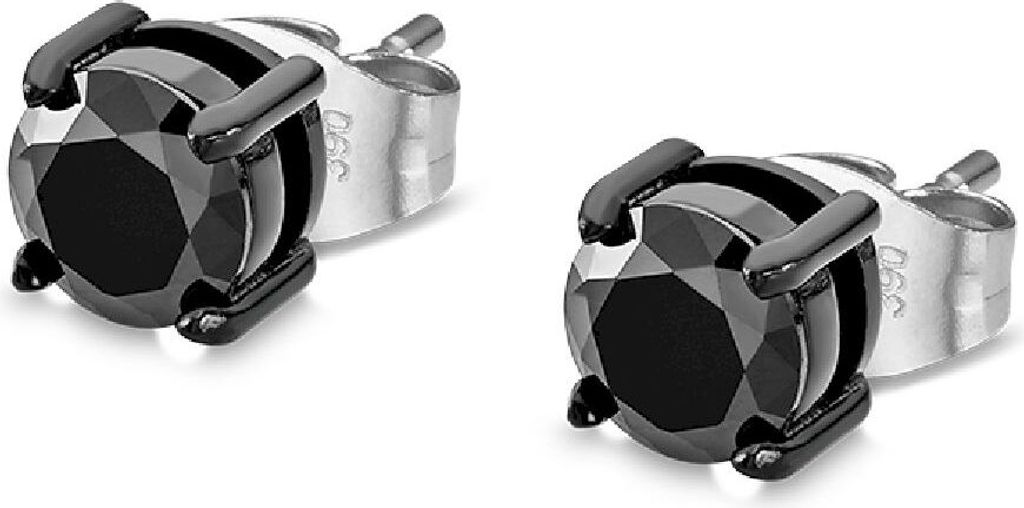 Lotus Style Herren Ohrstecker Ohrringe rund schwarz für Männer LS2167-4/2