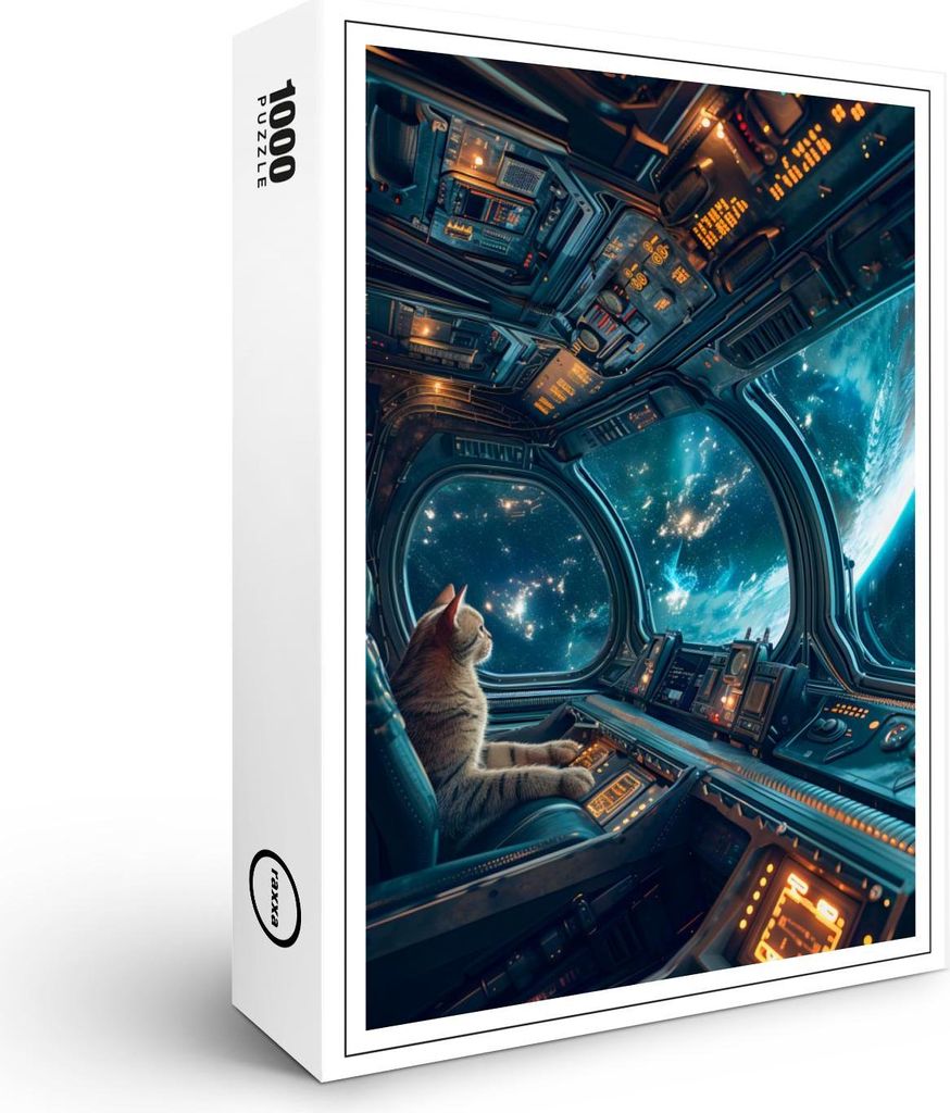 raxxa Premium-Puzzle "Curious Space Cat Exploring the Infinite Universe Beyond Stars", 1000 Teile