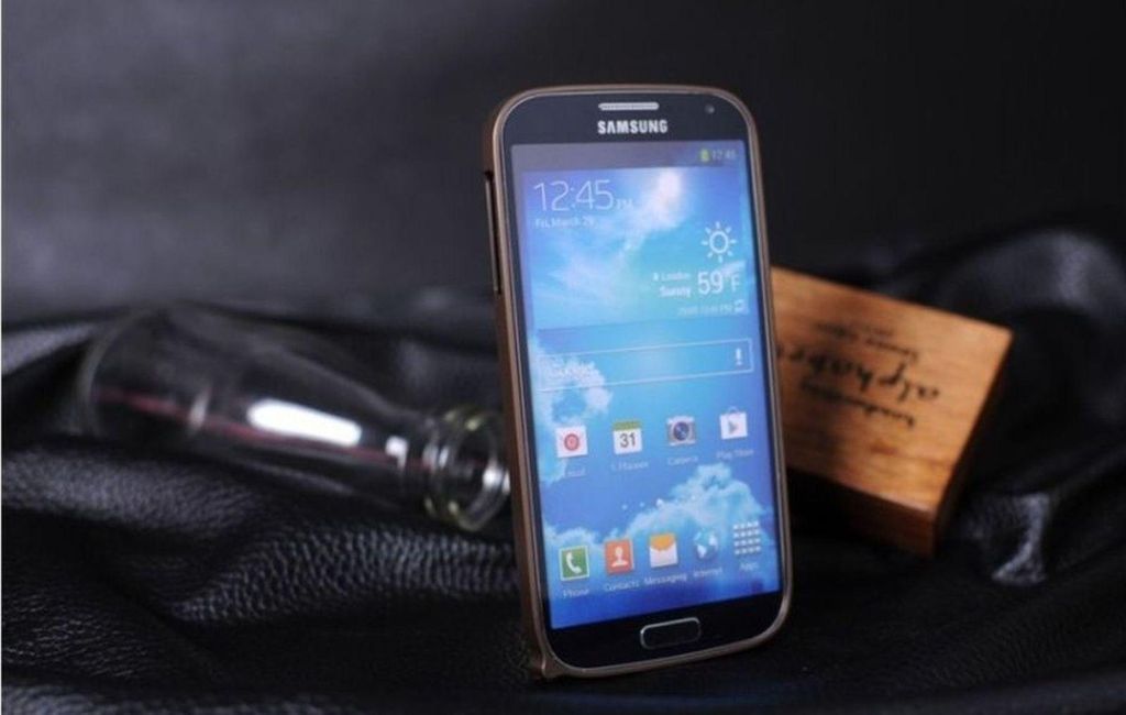 Bumper für Samsung Galaxy S4 i9500 i9505 Case Hülle Tasche Aluminium Metal Cover (Braun)