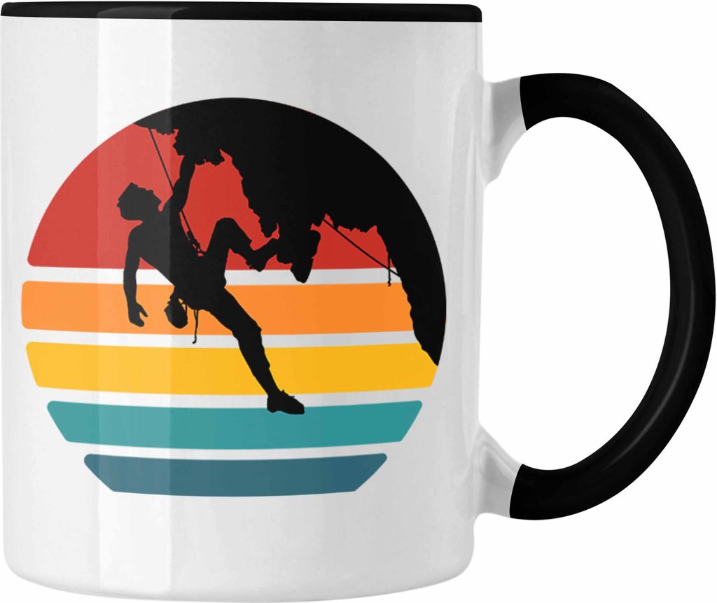 Trendation - Bouldern Tasse Klettern Grafik Geschenk für Kletterfans Boulderer (Schwarz)