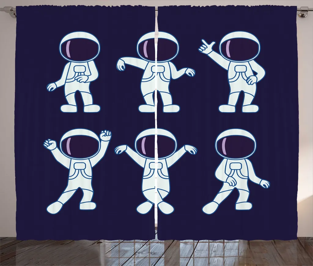 Rideau Anti-Regard Astronautes 280 x 225 cm pour Déco Salon Originale