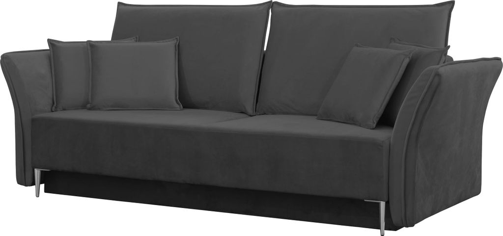 MIRJAN24 Schlafsofa Bregi, Stilvoll Wohnzimmer Couch mit Bettkasten und Schlaffunktion (Farbe: Tiffany 19, Füße: Silber)