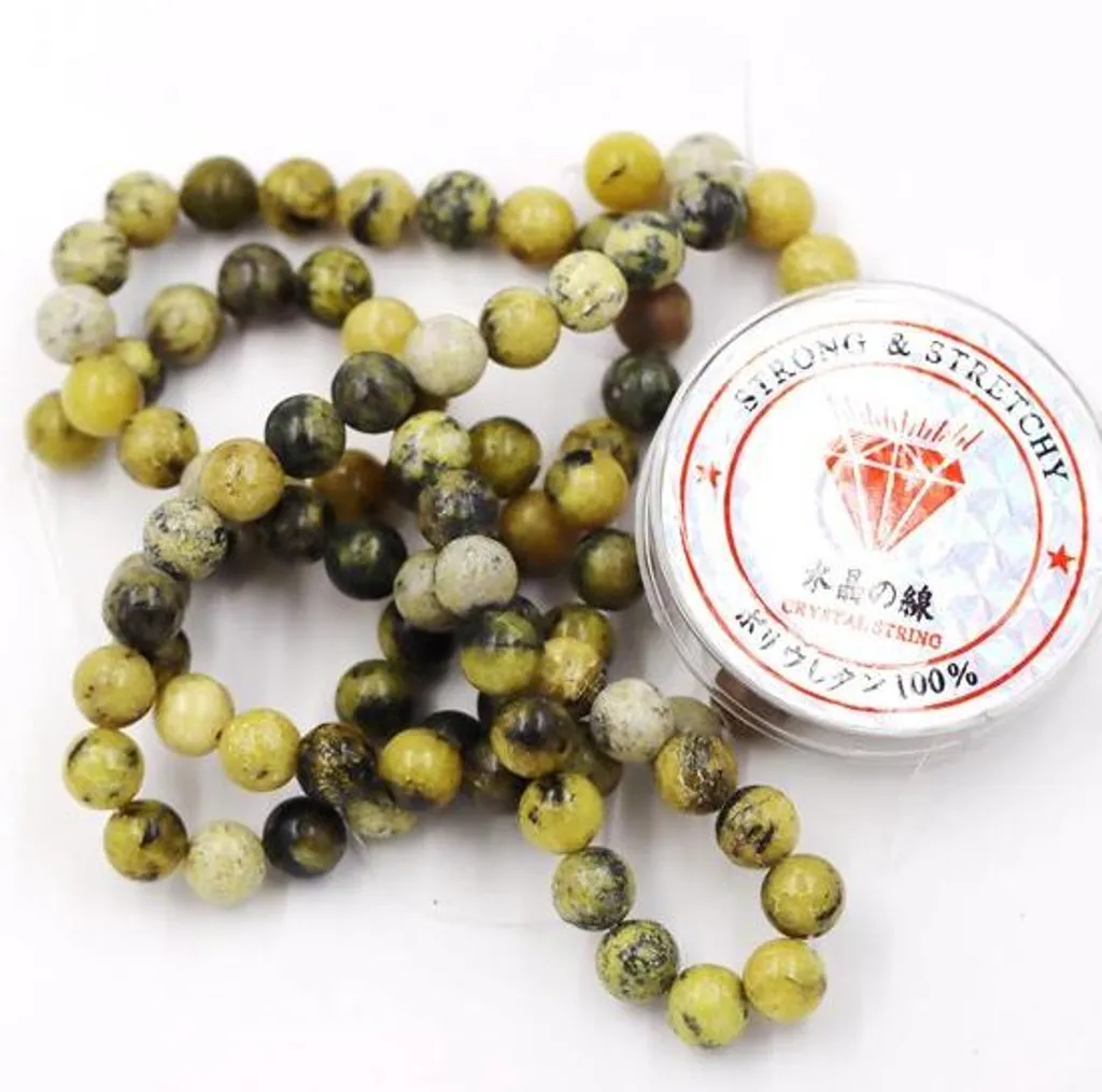 Perles Rondes en Pierre Naturelle Tourmaline Jaune 6 mm - DIY Bijoux
