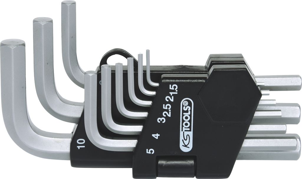 KS TOOLS 151.3210 Innensechskant-Winkelstiftschlüssel-Satz, im Klapphalter,9-tlg1,5-10mm