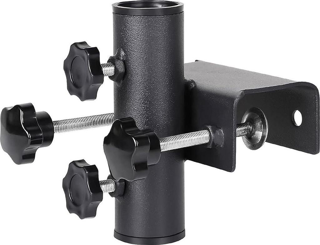 Sonnenschirmhalter Balkon Geländer, Einstellbar Ø23–38mm, Klemmbereich 63mm, Metall, Schwarz