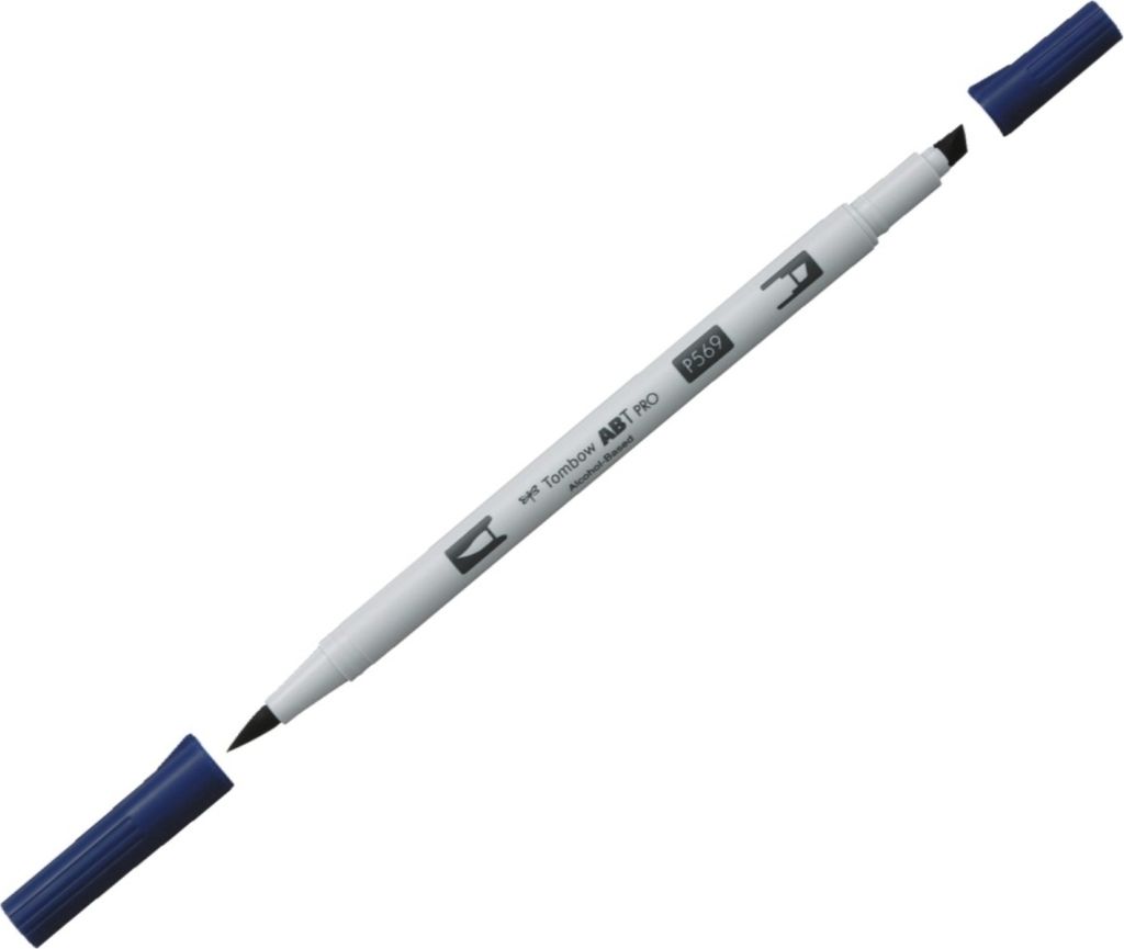 Dual-Fasermaler ABT Pro Keilspitze/Pinselspitze Alkoholbasis jet blue Packung mit 3 Stück