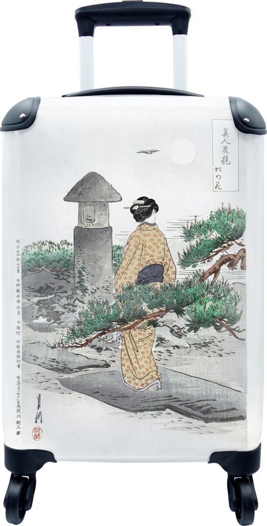 MuchoWow MuchoWow Koffer Handgepäck Trolley Rollkoffer Kleine Reisekoffer mit 4 Rollen - Vintage - Frau - Kimono - Boom - Japanisch - Cabin Si...